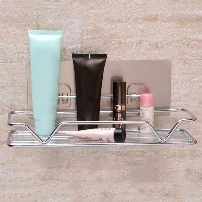 WFF Storage Rack，Suspended Shelf，Stainless Steel No Drilling Wall Mounted Adhesive Kitchen Holder Display Shelf Rack