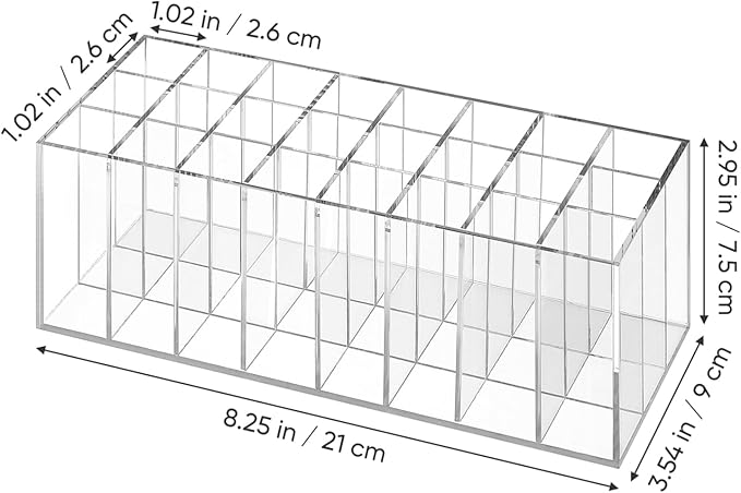 DOITOOL 24-Grid Acrylic Lipstick Holder and Makeup Organizer Display Rack 8.3X3.5X3 in Clear Cosmetics Storage Stand for Lipsticks and Makeup Tools