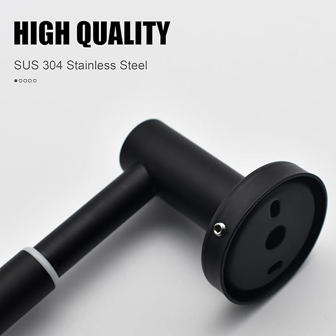 Honmein Towel Bar - Adjustable 304 Stainless Steel Towel Holder for Bathroom (11.8inch-22.6inch) Sturdy and Rustproof Wall Mounted Towel Rack for Bathroom Accessories, Black?€?