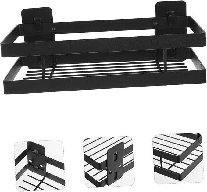 Mobestech Punch Wall Mounted Storage Rack Heavy Duty Organizer for Bathroom Kitchen and Bedroom Convenient Shampoo and Towel Holder No Drilling Required Design