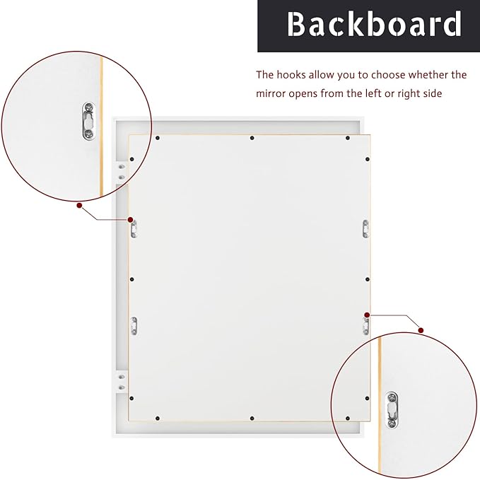 H & A Medicine Cabinet Bathroom Mirror, 28''x22'' Farmhouse Wood Frame Bathroom Medicine Cabinet with Mirror, Vanity Mirrors Recess or Surface Mounted Installation (White-28x22'')