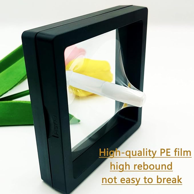 Press On Nail Packaging Boxes - 3D Floating Storage and Display Box With 60pcs Double Sided Adhesive Tape for Nail Tech (Black, 4.3 Inch)