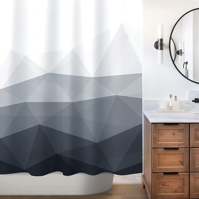 Sunlit Designer Shower Curtain, Popular Shower Curtain, Ombre Cool Gray Fabric Shower Curtains for Bathroom Decor, Contemporary Bathroom Curtains