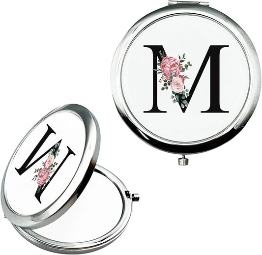 JEKUGOT Monogram Compact Mirror, Personalized Gifts for Women and Girls, Small Pocket Mirror, Personalized Compact Mirrors for Girls, Sister, Wife, Mothers, Birthday Gifts - M