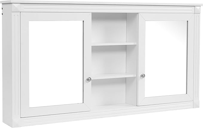 Merax Bathroom Medicine Cabinet with Mirror Door & Adjustable Shelf, 55" x 28" Wall Mounted Bathroom Storage Cabinet with Mirror, Over The Toilet