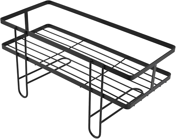 YWBL-WH Bathroom Toilet Shelf, Iron Craft Space Saver with Hooks, Easy Installation for Storing Toiletries and Accessories in Small Spaces (Black)