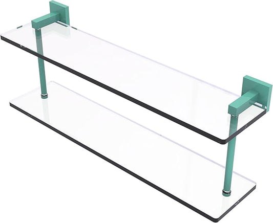 Allied Brass MT-2-22-SFG Montero Collection 22 Inch Two Tiered Glass Shelf, Sea Foam Green