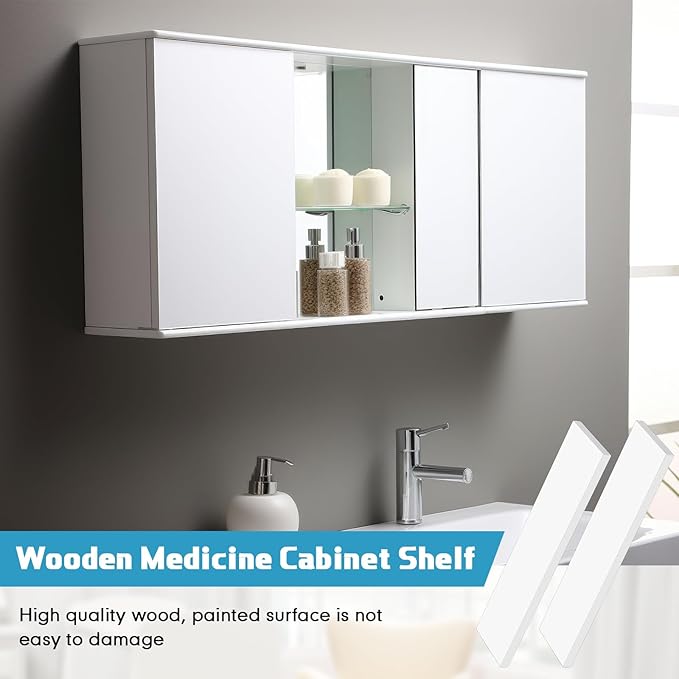 Medicine Cabinet Replacement Shelves Wooden Bathroom Shelves Suitable for Bathroom Living Room Kitchen Wall Mounted and Hanging Medicine Cabinet(2 Pack,13 Inch)