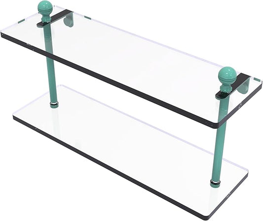 Allied Brass MA-2/16-SFG Mambo Collection 16 Inch Two Tiered Glass Shelf, Sea Foam Green