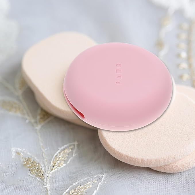 Healeved Portable Makeup Puff Storage Case Compact Silicone Powder Puff Holder Travel Makeup Sponge Organizer for Women and Girls