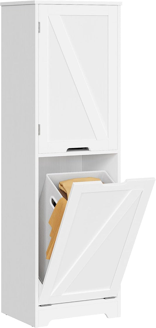 YITAHOME 53" Tall Bathroom Storage Cabinet, Tilt Out Laundry Hamper Cabinet Freestanding Storage Cabinet with Basket Hidden Laundry Hamper, White