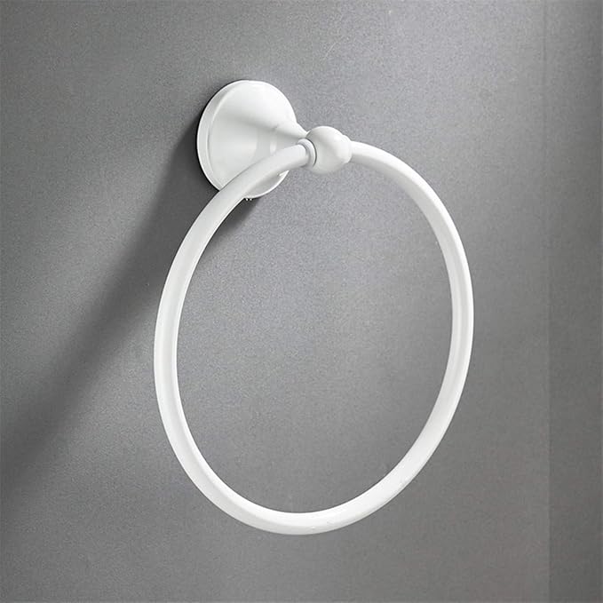 Flybath Towel Ring Brass White Finish Hanger Holder for Bathroom Accessories Wall Mounted
