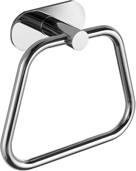 Self-Adhesive Towel Ring, Bathroom Hardware Accessories, 304 Stainless Steel Hand Towel Holder for Bathroom and Kitchen, Ladder Towel Hook, No Drill Installation Wall Mount (Chrome)