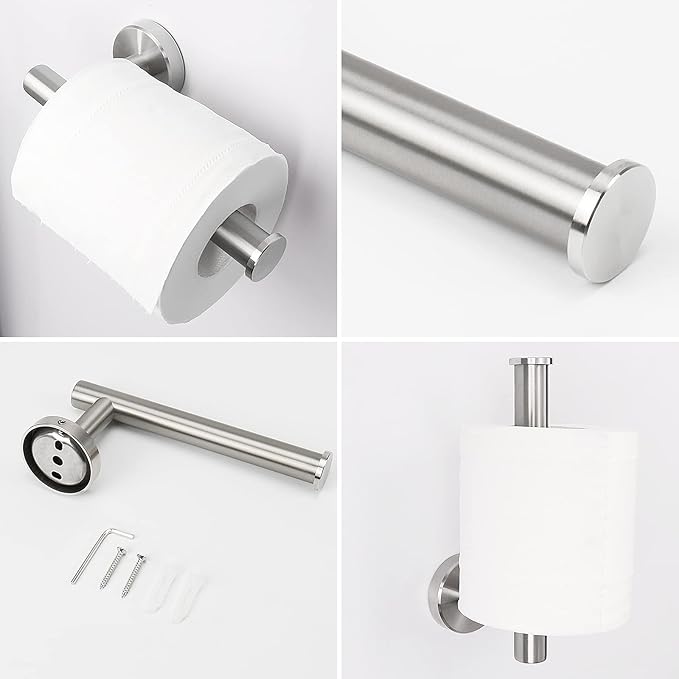 NearMoon 2 Pieces Bathroom Hardware Accessories, Towel Ring and Toilet Paper Holder- Stainless Steel Bath Towel Hanger and Hand Towel Holder, Wall Mounted (Brushed Nickel)