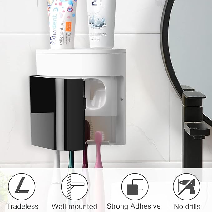 GFWARE Replacement Adhesive Strip for Black Blue Toothbrush Holder Toothpaste Dispenser Wall Mounted (2 PCS)