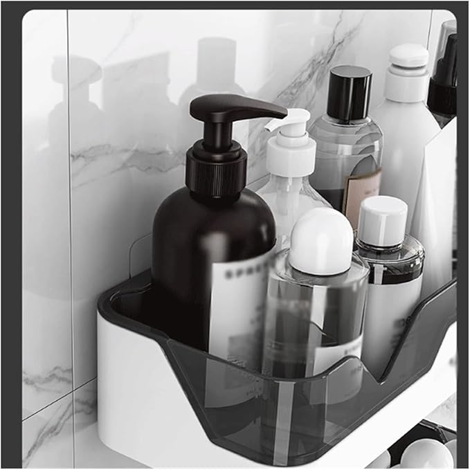 Bathroom Storage Rack Storage Rack Toilet Washstand Single Layer Plastic Simple Storage Rack Kitchen Counter Plastic Storage Rack Wall Mounted Storage Rack Bathroom Shelf(Gris)