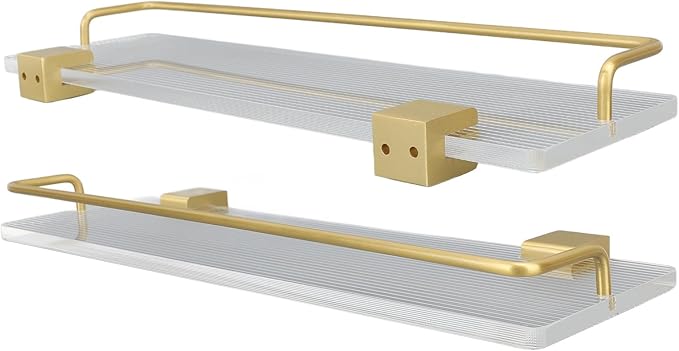 Floating Shelves for Wall Set, Modern Acrylic Bathroom Shelves, Multipurpose Storage Shelves for Bathroom, Kitchen (40cm)