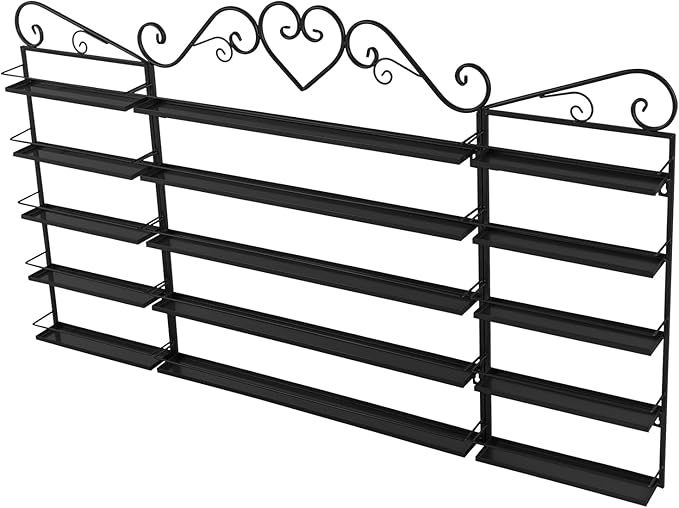 5 Tiers Wall-Mounted Nail Polish Storage Racks 3 Pcs Metal Nail Polish Shelf Nail Polish Holder Cosmetic Display Rack for Home Bathroom Beauty Salons,47.63 * 2.56 * 27.95 in (Black)