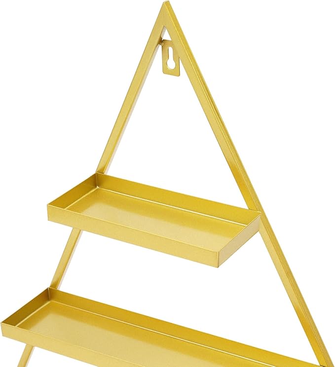 10PCS Nail Polish Racks, 5 Tiers Triangular Nail Polish Racks, Nail Polish Shelf for Wall Cosmetics Display Racks for Perfume Lipstick Essential Oil Organize for Salons Beauty Shops (Gold)