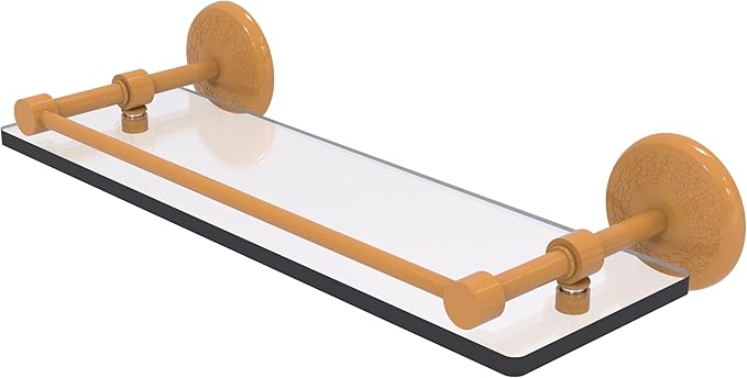 Allied Brass MC-1/16-GAL-GLY Monte Carlo 16 Inch Tempered Glass Shelf with Gallery Rail, Golden Yellow