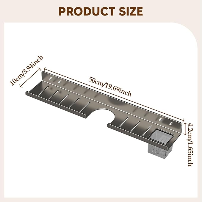 Over Sink Shelf Bathroom Rack Shampoo Holder Wall Mounted Sturdy Wall Organizer Bathroom Shelf for Hotel Farmhouse Washroom, Gray