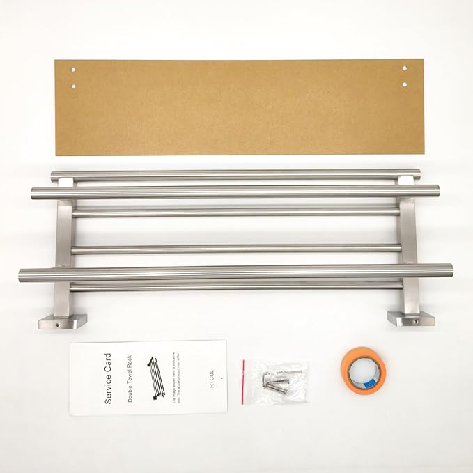 Towel Rack for Bathroom 20 Inch Wall Mounted Towel Rack Brushed Nickel Towel Shelf with Double Towel Bar SUS304 Stainless Steel Towel Holder for Bathroom Wall Hotel Towel Rail