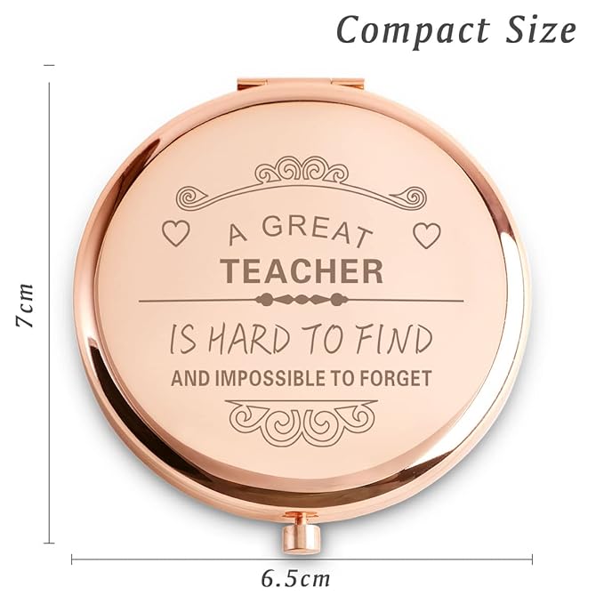 Teacher Appreciation Gifts for Women, Thank You Gifts for Teacher, Personalized Compact Mirror, End of Year Graduation Basket Stuffers