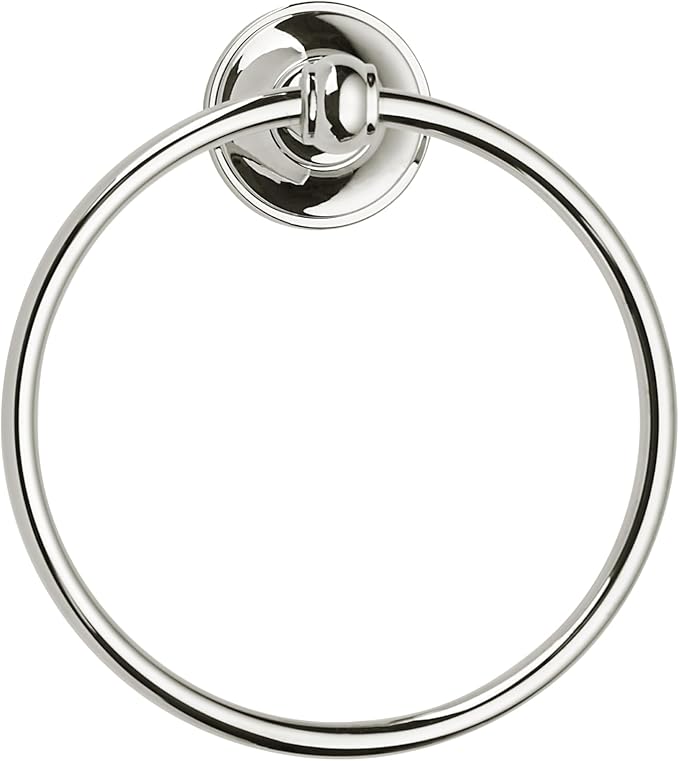 khtumeware 1 Pack Vibrant Polished Nickel Bath Towel Ring, Bathroom Hardware Accessories Heavy-Duty Hand Towel Holder for Bathroom, Modern Round Towel Hanger Wall Mounted