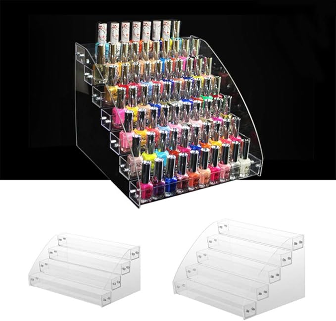 1 Pcs Multi-Layer Removable Nail Polish Shelf Acrylic Clear Cosmetics Multi-Functional Display Stand Rack Holder for Women (6 Layers)