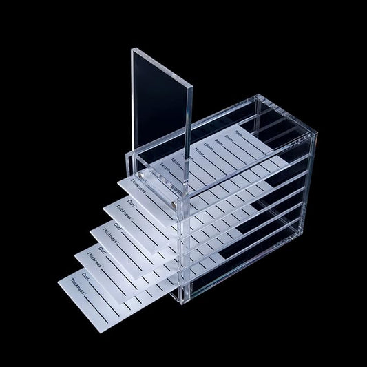 Lash Organizers and Storage, Upgraded Design Lash Tray for Lash Extensions with magnet cover, Clear Small Acrylic 5-Layer Transparent Lash Tiles for Lash Extension