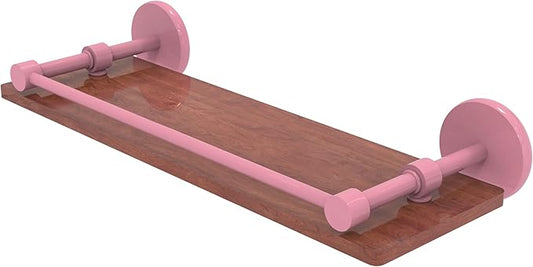 Allied Brass P1000-1-16-GAL-IRW-PNK Prestige Skyline Collection 16 Inch Solid IPE Ironwood Shelf with Gallery Rail, Pink