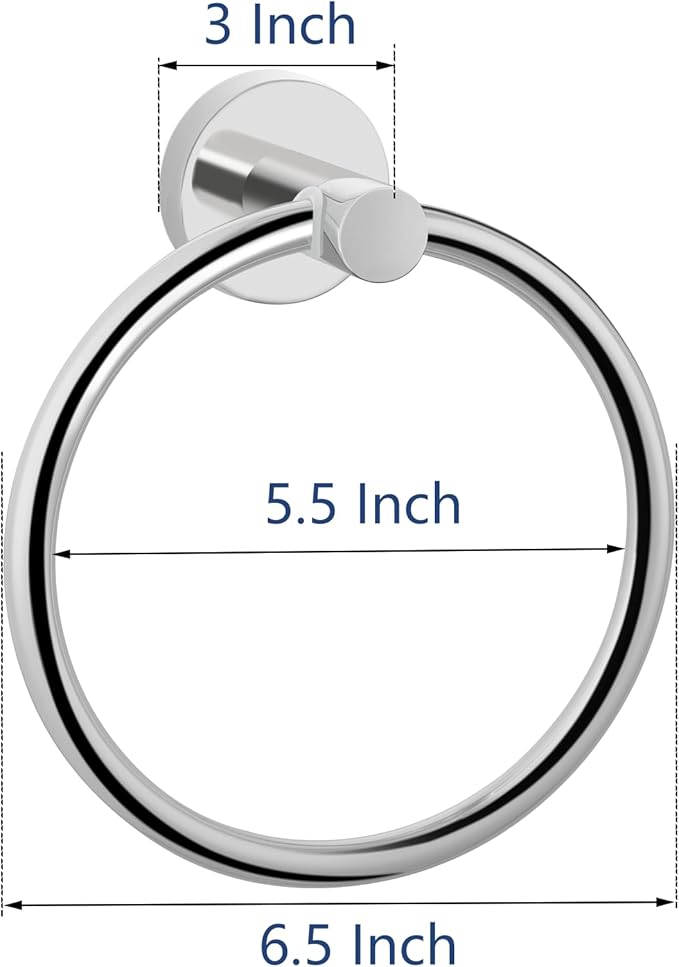 Towel Ring, Bathroom Hardware Accessories, Wall-Mounted Towel Ring, Simple Round Stainless Steel Towel Rack, for Bathroom Kitchen (Chrome 2 Pack)