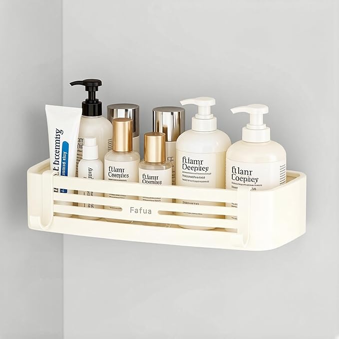 Shower Caddy Suction Cup, No-Drilling Hanging Shower Caddy with Hooks, Waterproof & Rustproof Removable Shower Organizer for Bathroom Storage