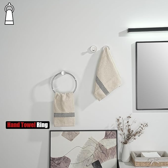 JQK Chrome Towel Ring, 304 Stainless Steel Hand Towel Holder for Bathroom, Polished Finish Wall Mount, TR630-CH