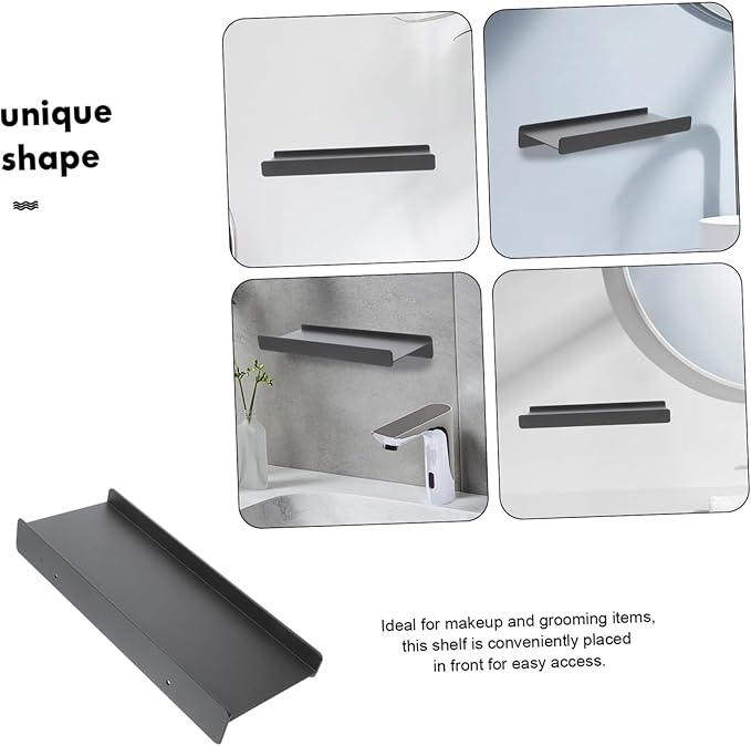 Small Shelves for Bathroom Wall Aluminum Alloy Floating Shelf Wall-Mounted Mirror Front Storage Space-Saving Organizer