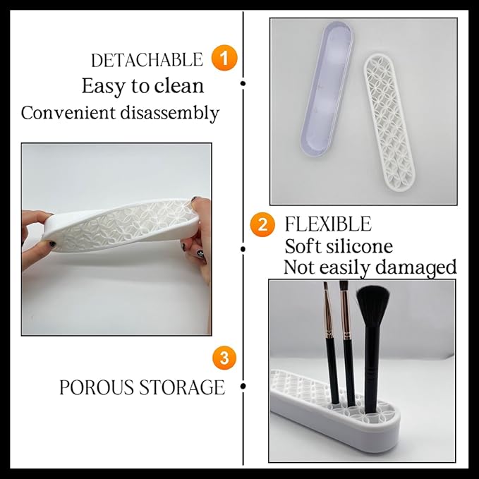 TANG SONG 1 PC Silicone Make up Brush Holder Cosmetic Storage Box Desktop Organizers (White)