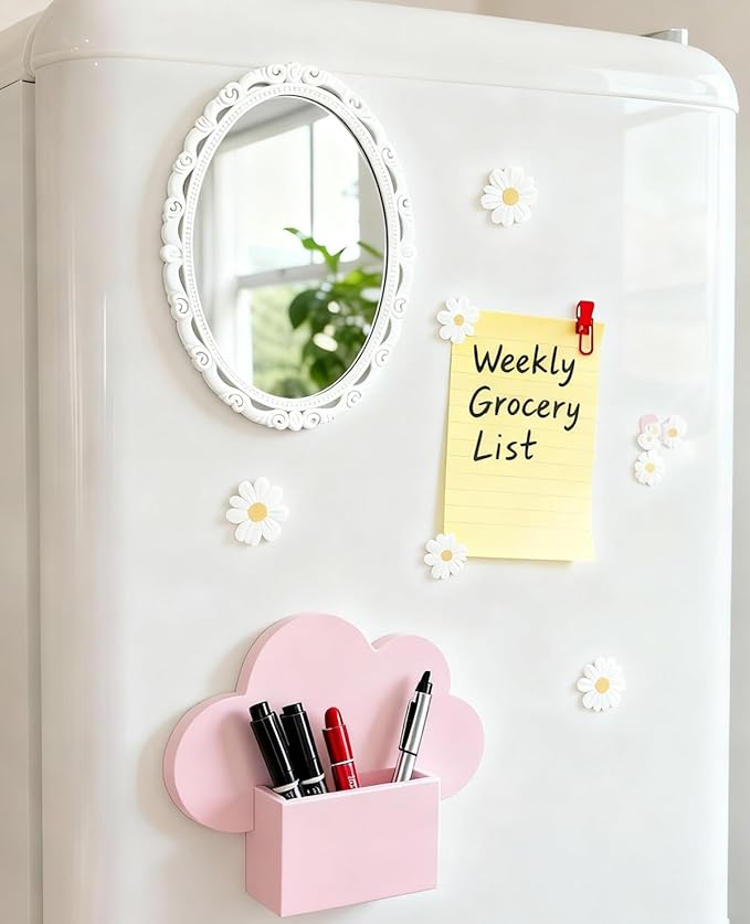ARTLYMERS Magnetic Locker Mirror, Real Glass Small Mirrors for Lockers with Magnetic Backing, School Locker, Bathroom, Household Refrigerator, Locker Accessory or Office Cabinet (White)