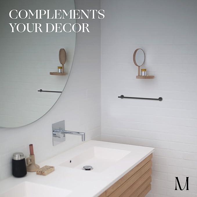 Marmolux Acc 14 Inches Hand Towel Holder Matte Black - Bathroom Hardware Black Towel Bar - Towel Rack Towel Hanger - Stainless Steel Wall Mount Bathroom Accessories
