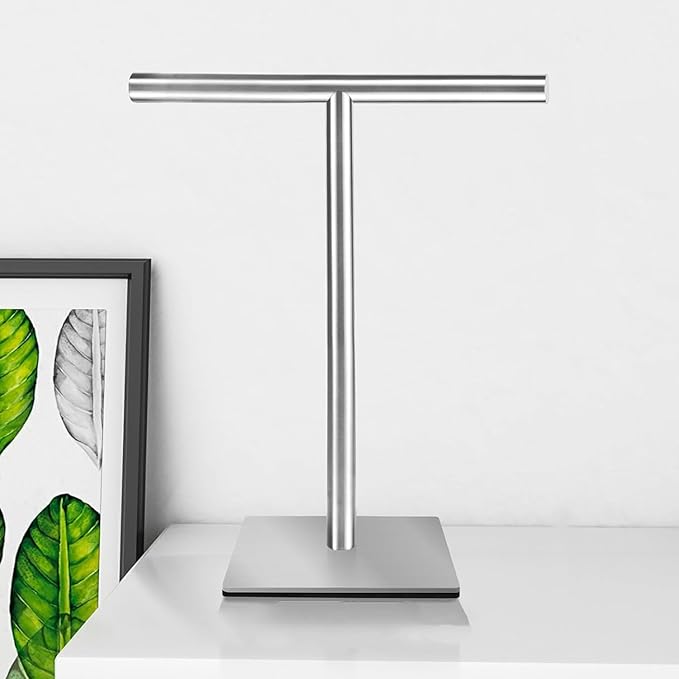 Freestanding Hand Towel Holder Countertop Modern Stand Towel Rack with Square Base Space Saving 304 Stainless Steel Hand Towel Holder Silver Finished