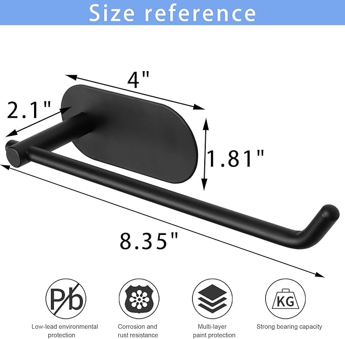 TocTen Hand Towel Holder, No Drilling Stick on Wall Towel Bar, SUS 304 Stainless Steel Towel Rod, Strong Self Adhesive Towel Rack/Hanger for Bathroom Kitchen (Matte Black)