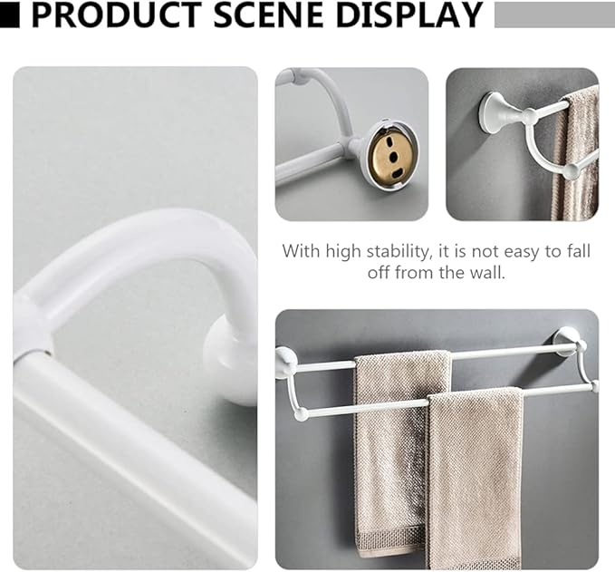 Angoily Wall Mounted Double Pole Towel Rack 21.65 Inch Bathroom Storage Shelf with Sturdy Brass Round Base for Bathrobe and Wash Cloth Holder