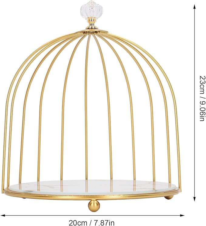 TOPINCN Cosmetics Organizer Shelf, Bathroom Desktop Metal Storage Holder for Makeup and Skincare, Bird Cage Gold Frame, 1 Tier Vanity Jewelry Display Tray for Bathroom Bedroom (White