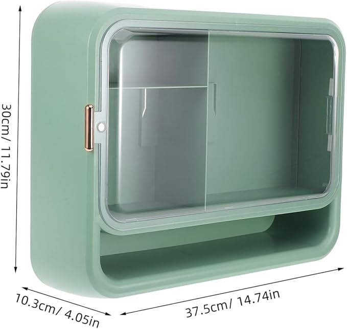 SOLUSTRE Wall Mounted Bathroom Shelf Organizer Multi-Layer Space-Saving Storage Rack for Small Bathrooms Green Rectangular Design for Clean and Protected Decor