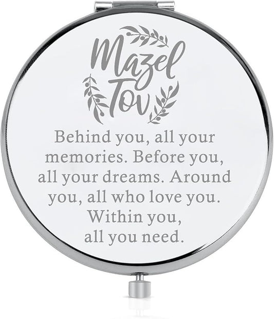 FEELMEM Mazel Tov Good Luck Compact Mirror Bat Mitzvah Gift Jewish Party Congratulations Gift Hanukkah Gift