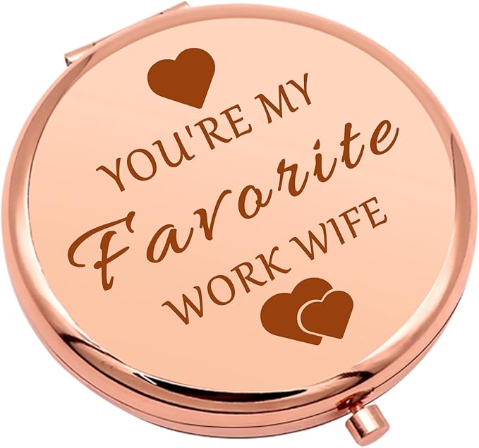 Work Wife Gifts for Women Compact Makeup Mirror for Colleague Work Wife Coworker Leaving Gifts Farewell Present Appreciation Present Thank You Folding Makeup Mirror Birthday Retirement
