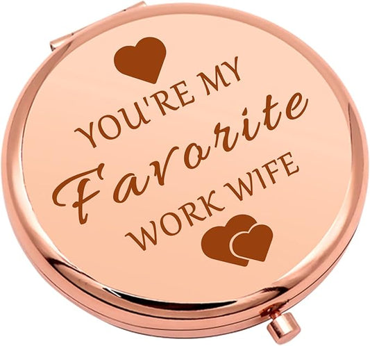 Work Wife Gifts for Women Compact Makeup Mirror for Colleague Work Wife Coworker Leaving Gifts Farewell Present Appreciation Present Thank You Folding Makeup Mirror Birthday Retirement