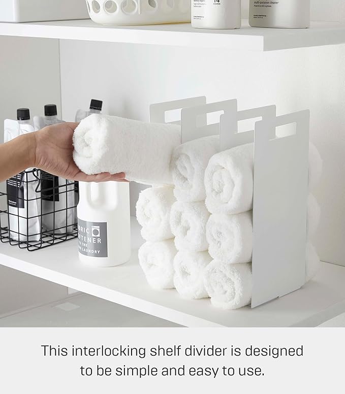 Yamazaki Home Tower Interlocking Towel Organizer - Bathroom Storage Shelf Rack - Steel