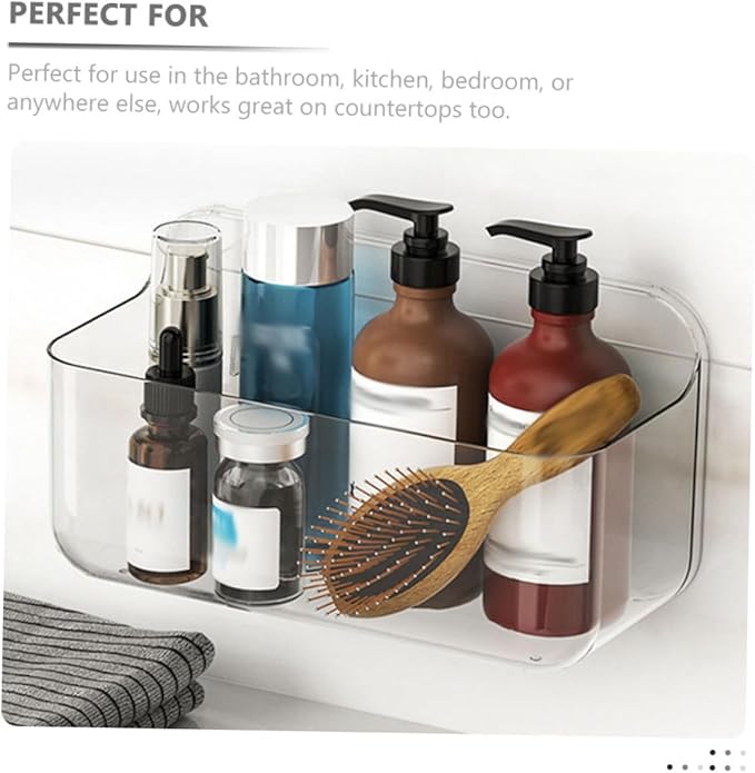 VILLCASE Wall-Mounted Storage Rack Punch-Free Bathroom Shelf Organizer for Kitchen and Toilet Design Space-Saving Easy to Install