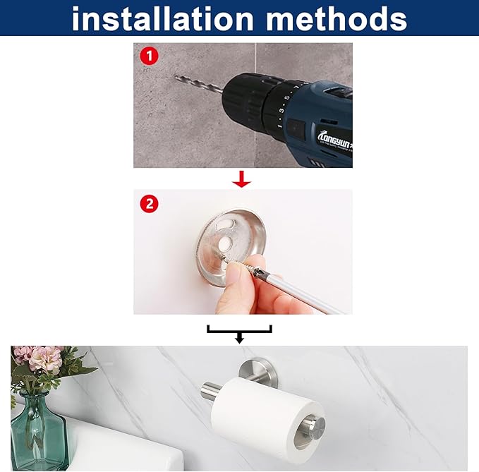NearMoon Bathroom Toilet Paper Holder, Premium SUS304 Stainless Steel Rustproof Wall Mounted Toilet Roll Holder for Bathroom, Kitchen (10 Pack, Brushed Nickel)