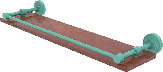 Allied Brass WP-1-22-GAL-IRW-SFG Waverly Place Collection 22 Inch Solid IPE Ironwood Shelf with Gallery Rail, Sea Foam Green